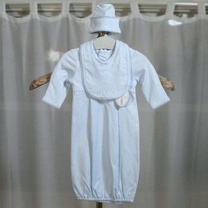 NWT Just Blanks Carolina Blue Preemie Gown Set